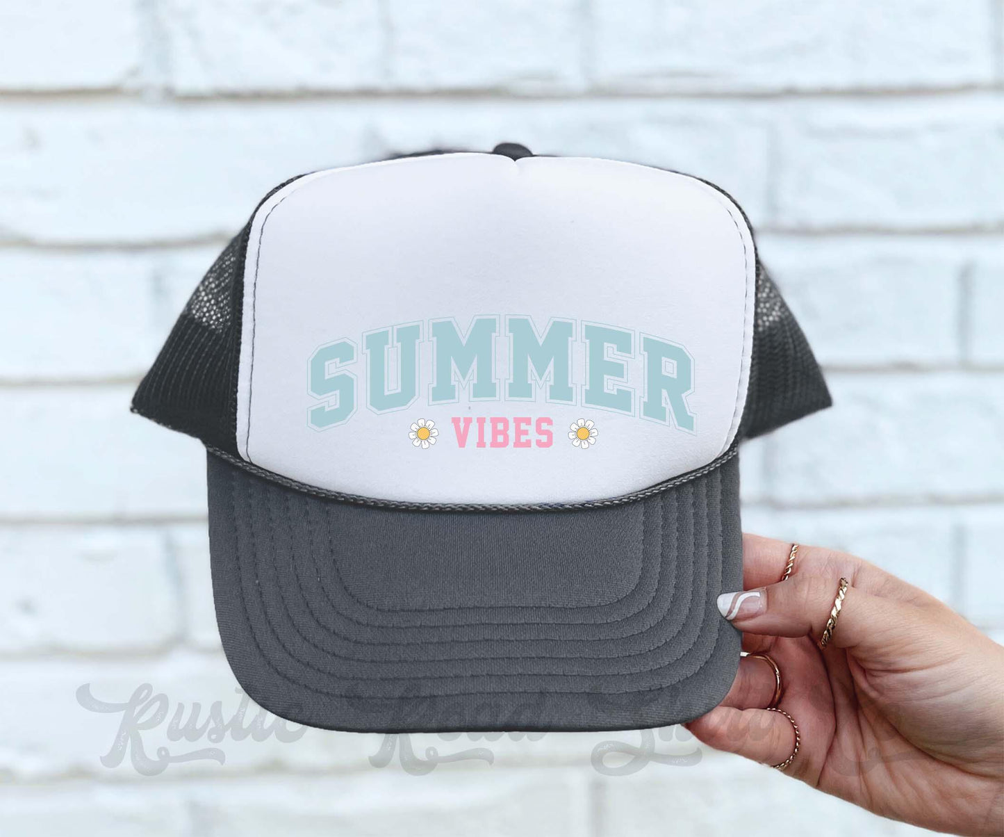 Summer Vibes Hat, Lake Bum Hat, 90's Retro Neon Hat, Vintage Style Trucker Hat