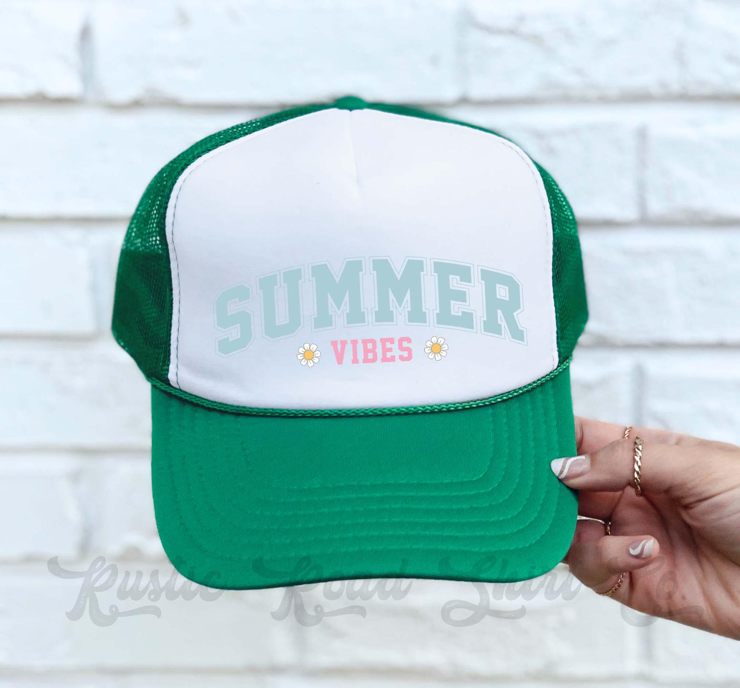 Summer Vibes Hat, Lake Bum Hat, 90's Retro Neon Hat, Vintage Style Trucker Hat