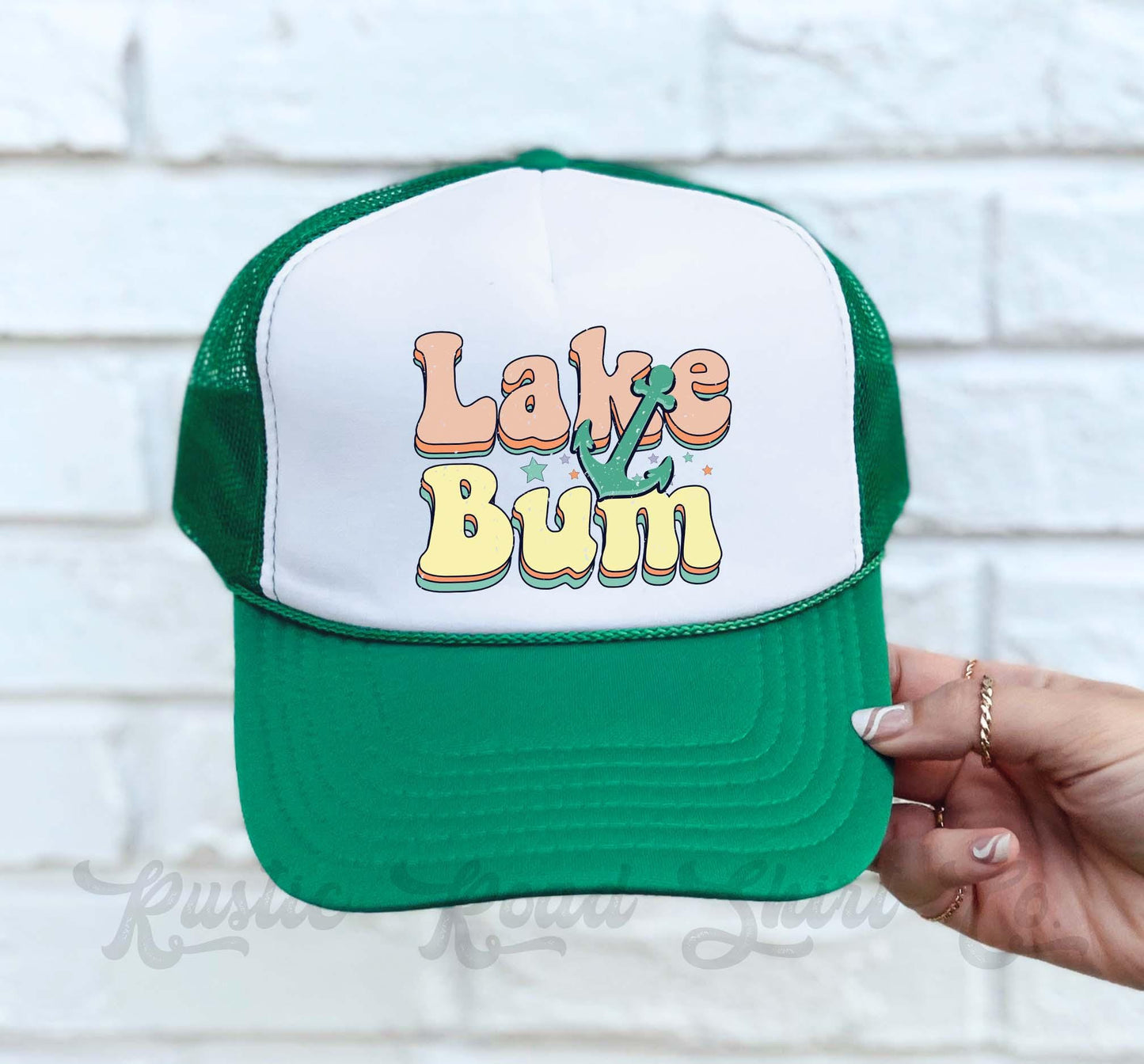 Lake Bum Trucker Hat, Summer Vibes Hat, 90's Retro Neon Hat, Vintage Style Trucker Hat