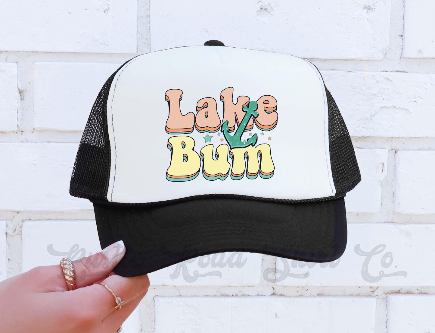 Lake Bum Trucker Hat, Summer Vibes Hat, 90's Retro Neon Hat, Vintage Style Trucker Hat