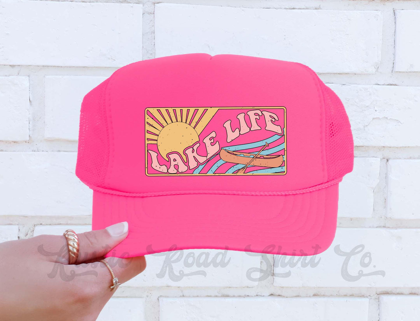 Lake Life Hat, Lake Bum Hat, Lake Bum Hat, 90's Retro Neon Hat, Vintage Style Trucker Hat