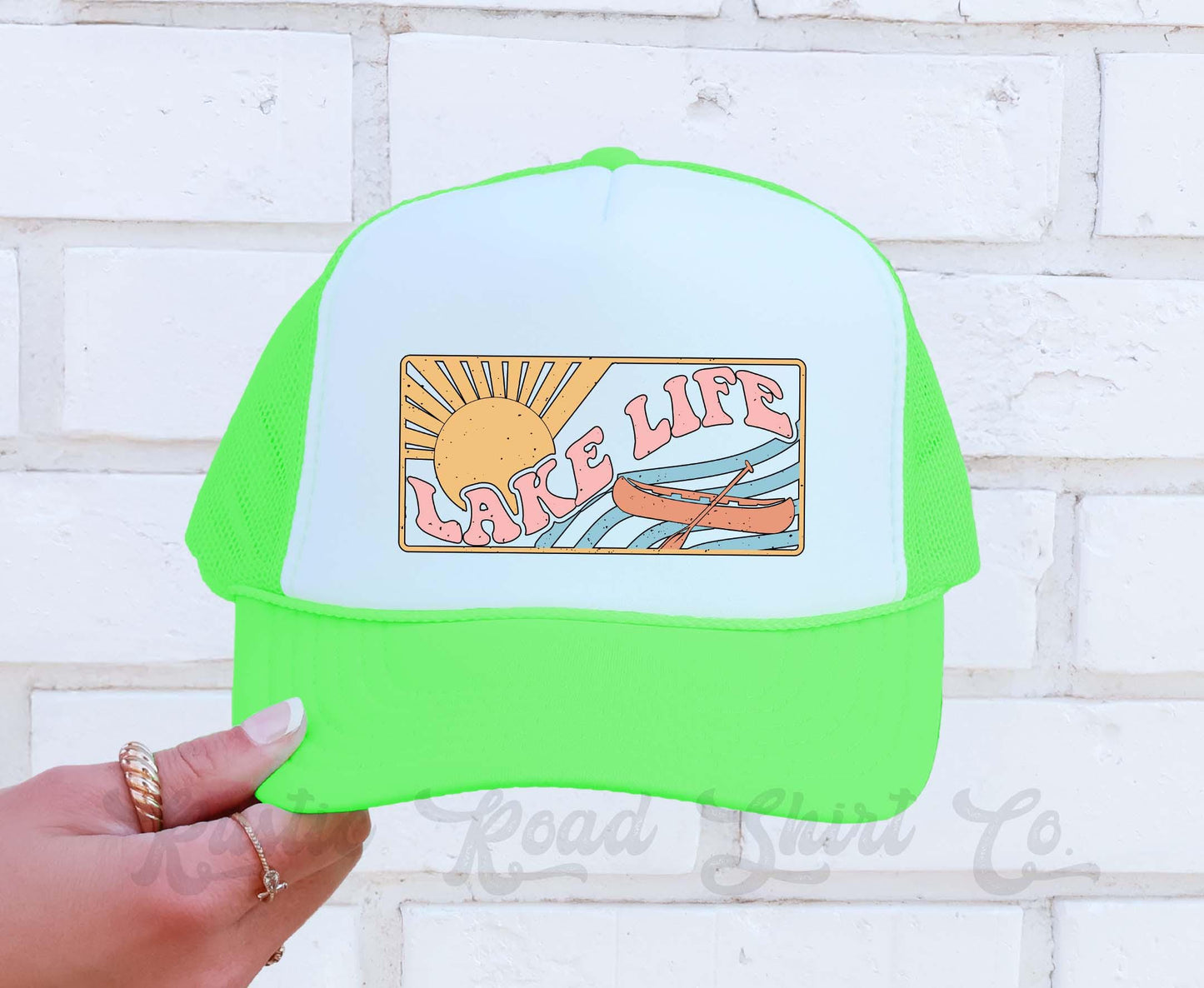 Lake Life Hat, Lake Bum Hat, Lake Bum Hat, 90's Retro Neon Hat, Vintage Style Trucker Hat