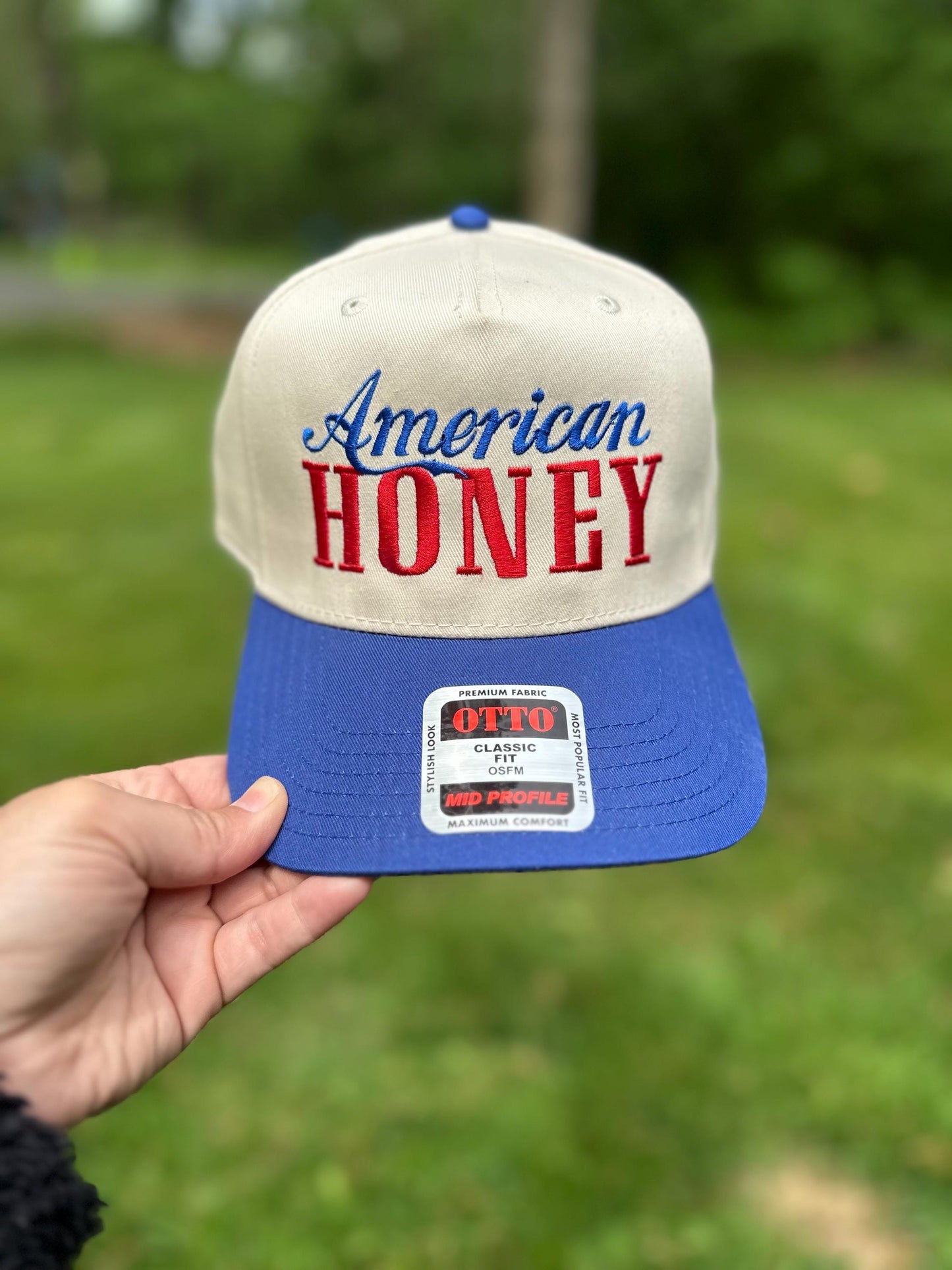 American Honey Embroidered Hat, 4th of July Embroidered Hat, Embroidered Fourth of July Hat, Custom Trucker Hat