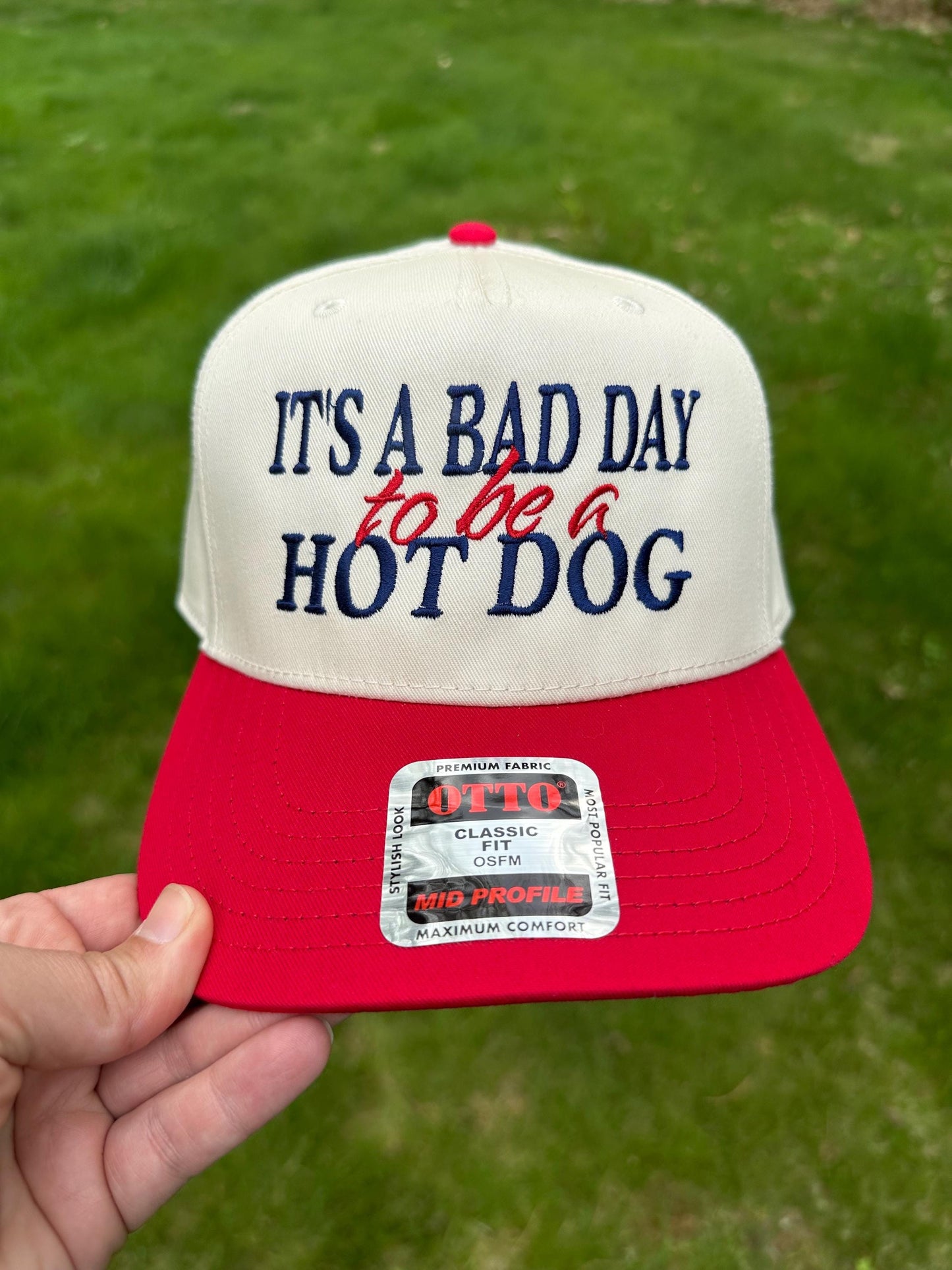 It’s a Bad Day to be a Hot Dog Hat, 4th of July Embroidered Hat, Embroidered Fourth of July Hat, Custom Trucker Hat