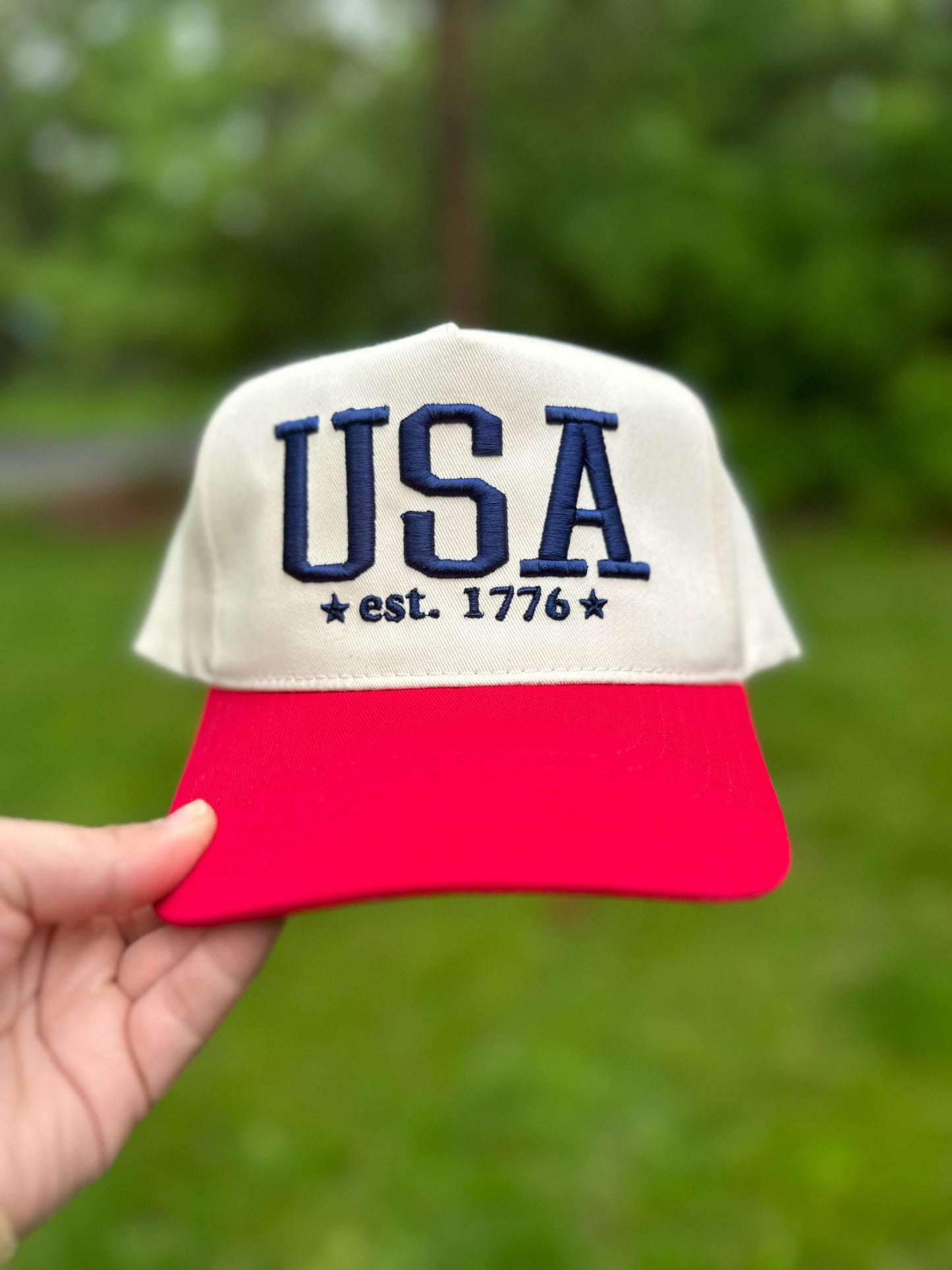 USA Embroidered Hat, 4th of July Embroidered Hat, Embroidered Fourth of July Hat, Custom Trucker Hat