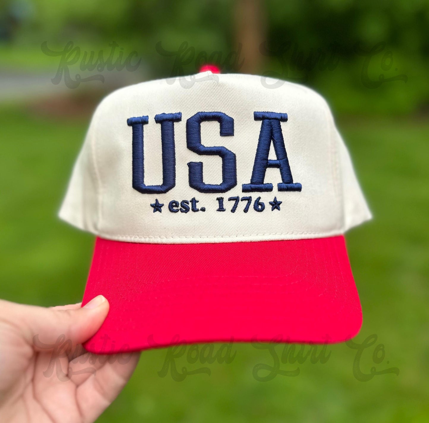 USA Embroidered Hat, 4th of July Embroidered Hat, Embroidered Fourth of July Hat, Custom Trucker Hat