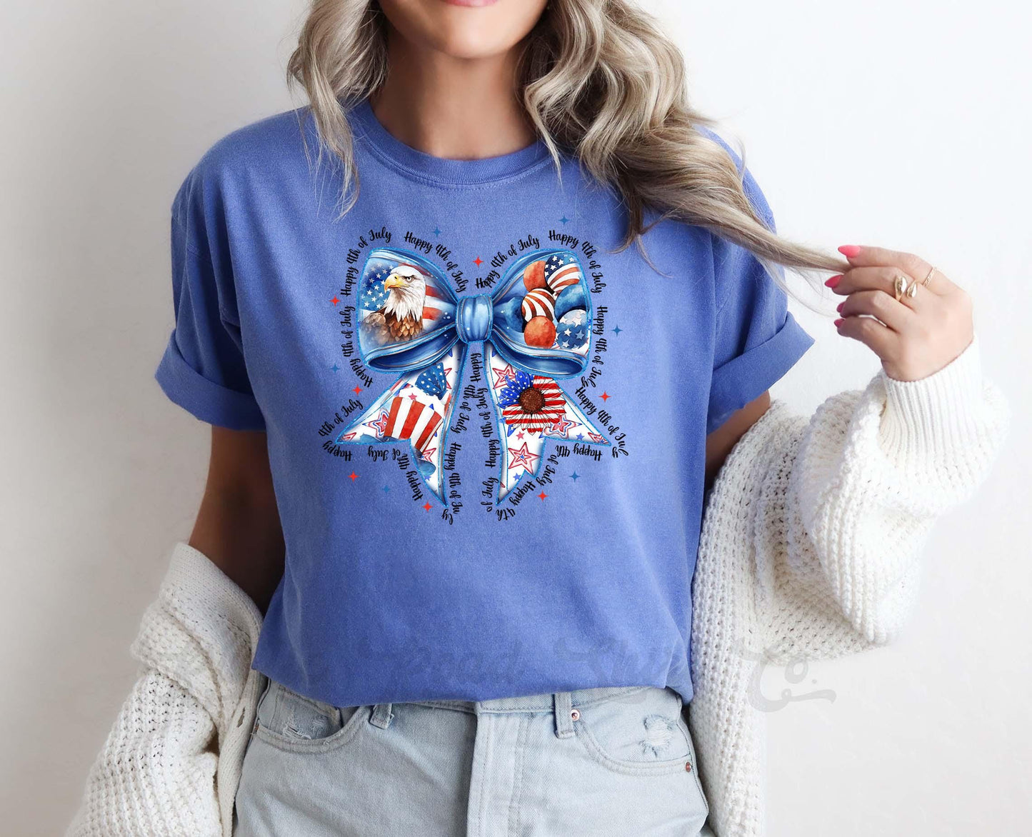 4th of July Bow Shirt, Fourth of July Shirt, Memorial Day Shirt, Comfort Colors™ Shirt, 4th of July Shirt,
