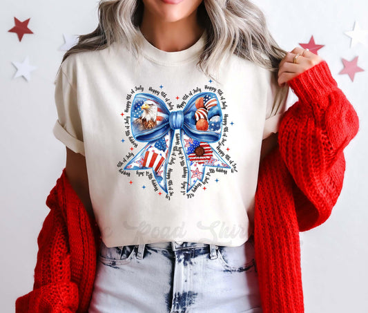 4th of July Bow Shirt, Fourth of July Shirt, Memorial Day Shirt, Comfort Colors™ Shirt, 4th of July Shirt,