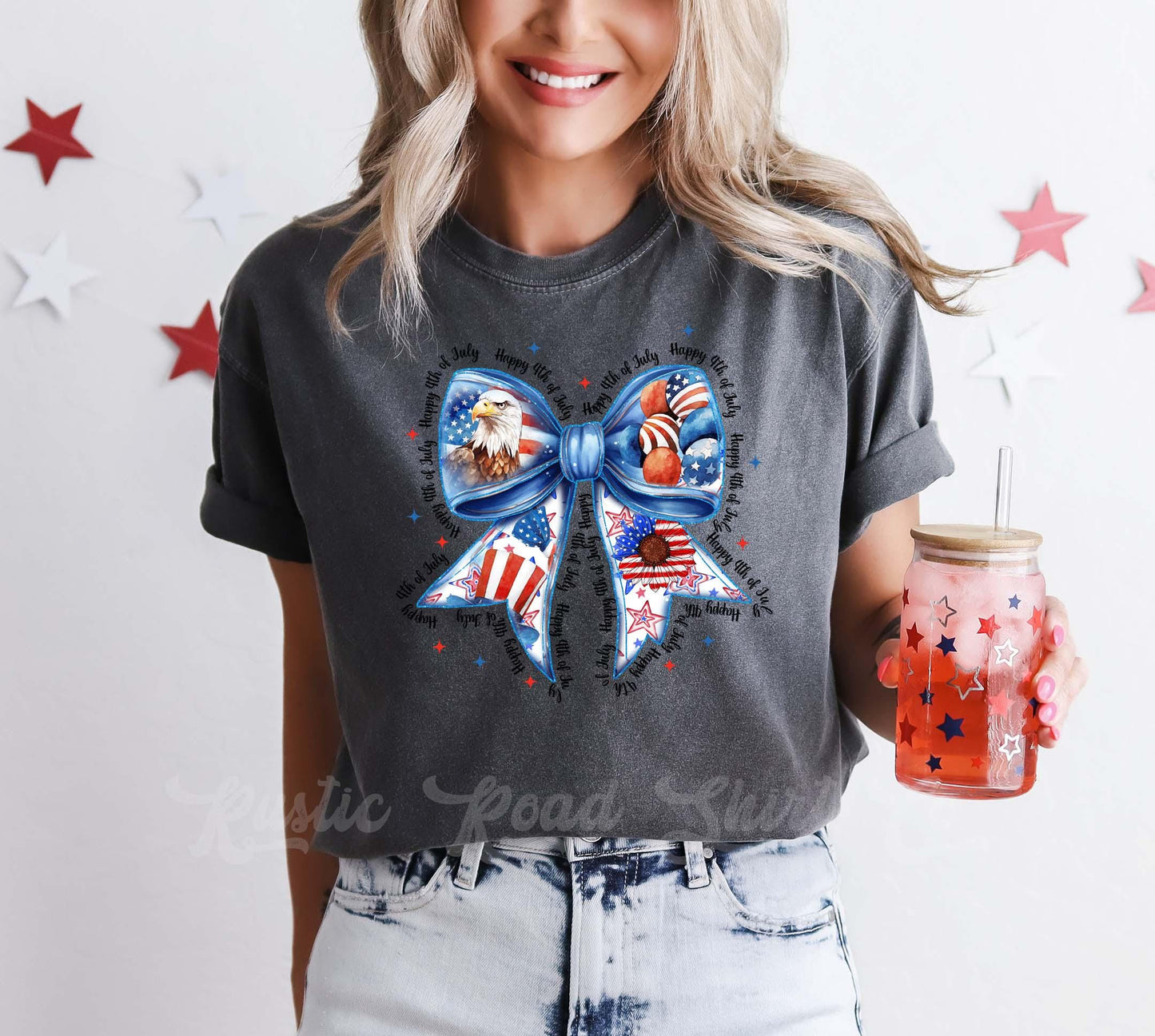 4th of July Bow Shirt, Fourth of July Shirt, Memorial Day Shirt, Comfort Colors™ Shirt, 4th of July Shirt,