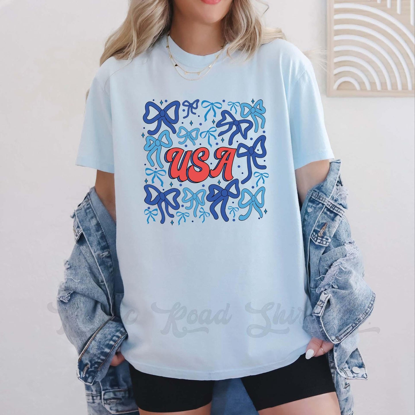 USA Bow Shirt, Fourth of July Shirt, Memorial Day Shirt, Comfort Colors™ Shirt, 4th of July Shirt,