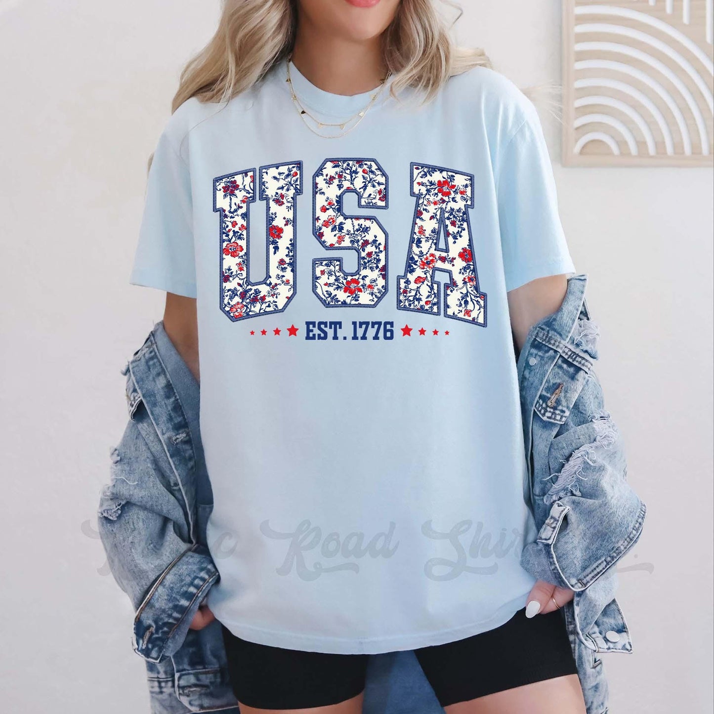 USA Floral Shirt, Fourth of July Shirt, Memorial Day Shirt, Comfort Colors™ Shirt, 4th of July Shirt,