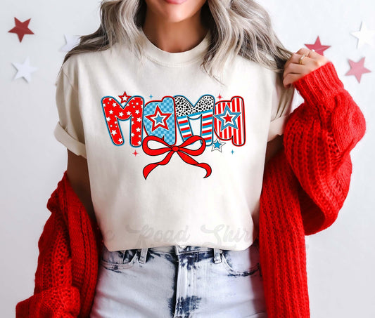 Mama 4th of July Shirt, Comfort Colors™ Shirt, Fourth of July Shirt, Coquette Mama Shirt, Oversized 4th of July Shirt