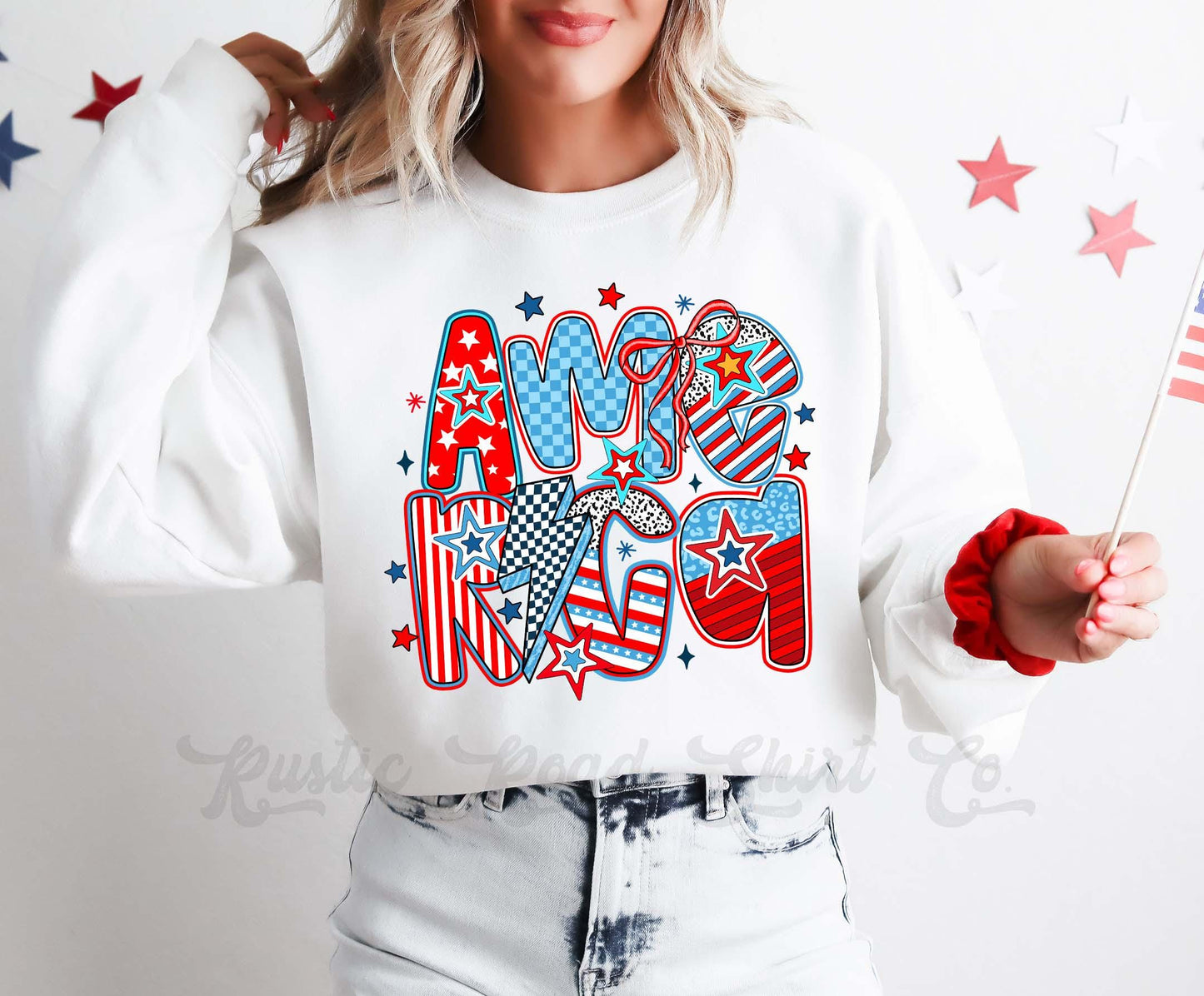 Retro America Sweatshirt, USA Sweatshirt, Women's 4th of July, Fourth of July Sweatshirt, Patriotic Shirt