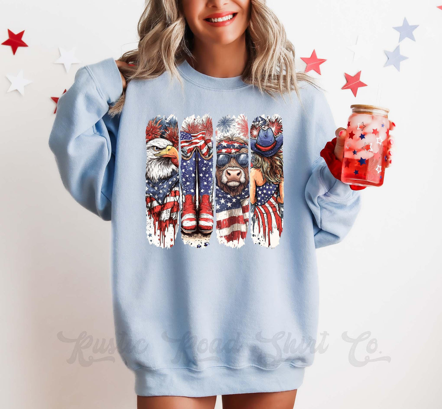 Western 4th of July Sweatshirt, USA Sweatshirt, Women's 4th of July, Fourth of July Sweatshirt, Patriotic Shirt