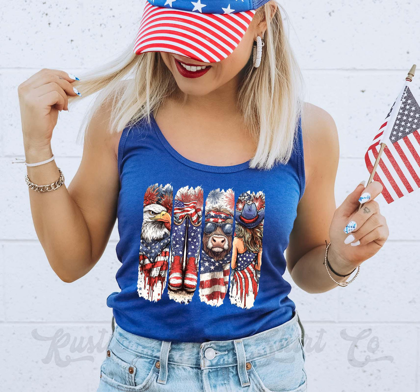4th of July Western Tank Top, Coquette 4th of July Tank, Fourth of July Tank, Patriotic Tank Top, USA Tank Top