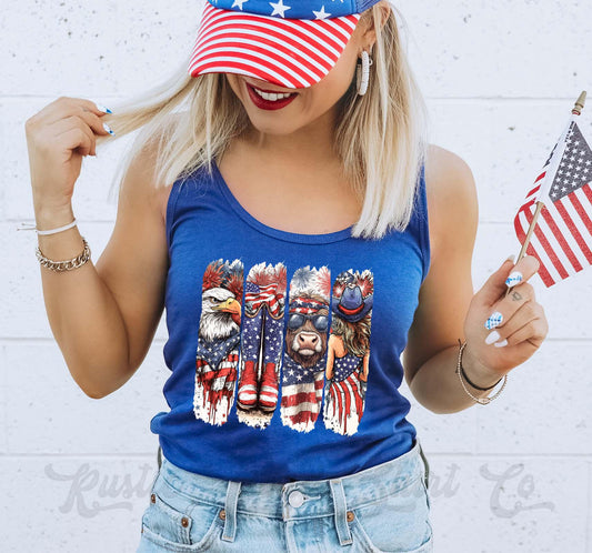 4th of July Western Tank Top, Coquette 4th of July Tank, Fourth of July Tank, Patriotic Tank Top, USA Tank Top