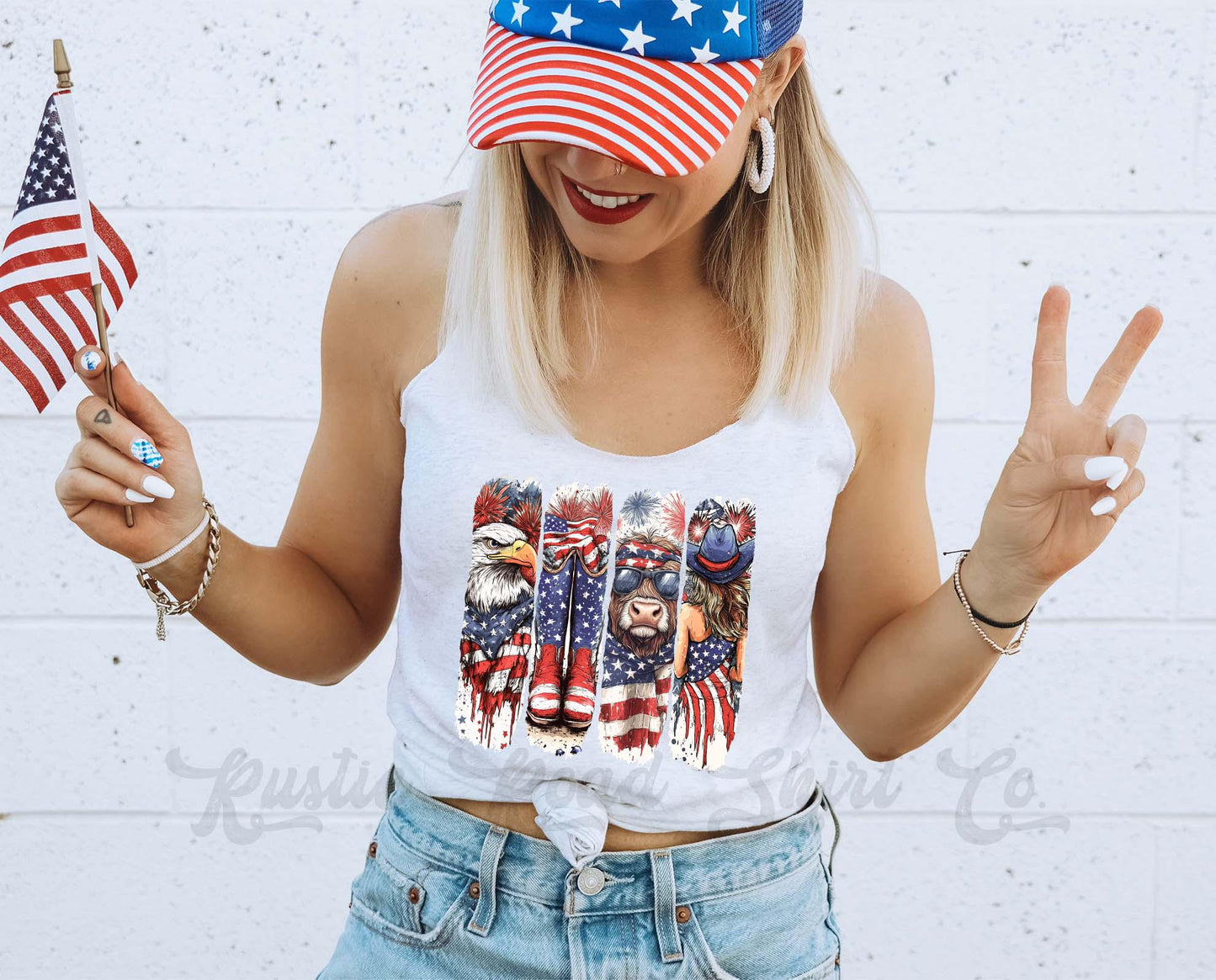 4th of July Western Tank Top, Coquette 4th of July Tank, Fourth of July Tank, Patriotic Tank Top, USA Tank Top