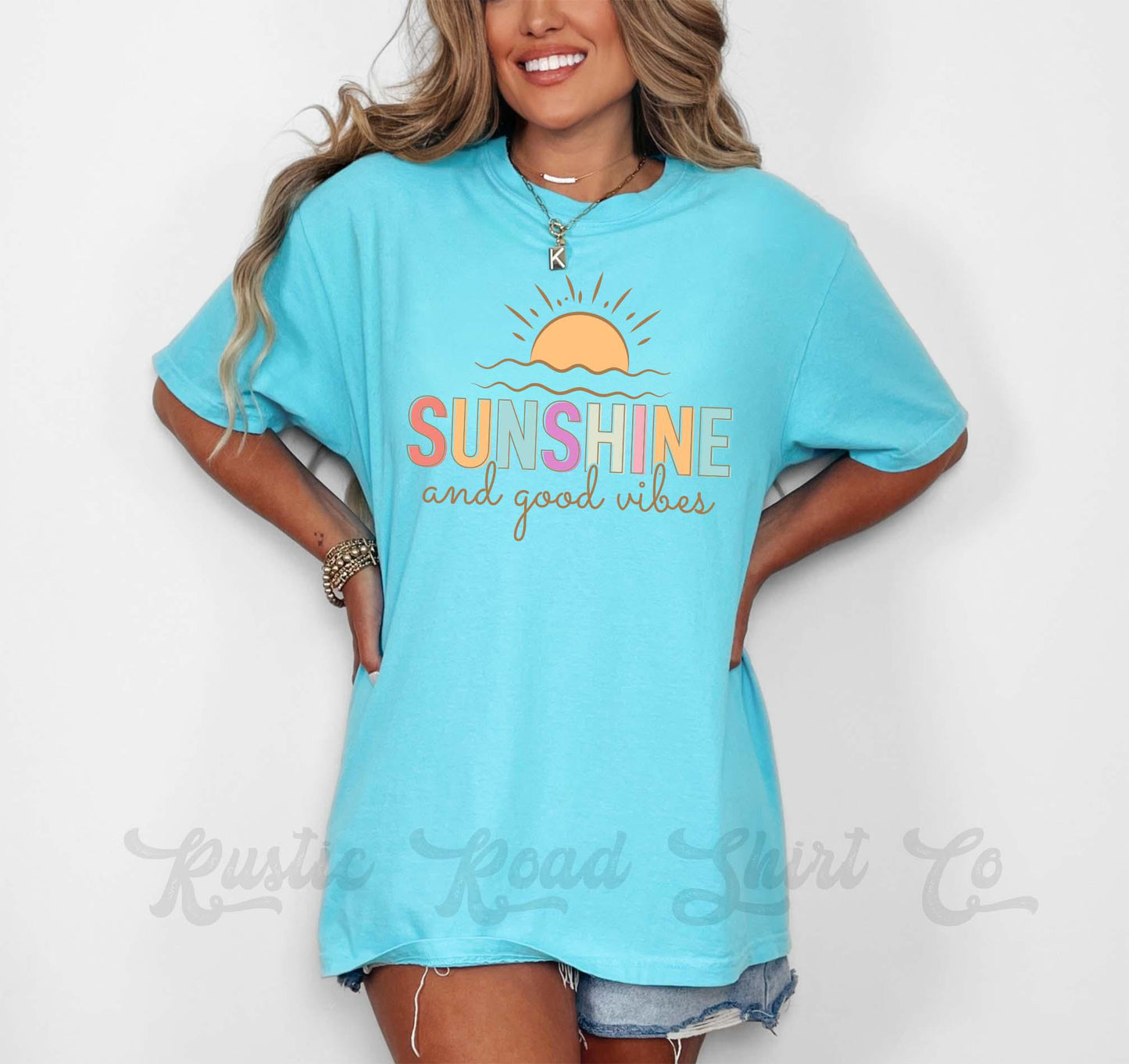 Sunshine and Good Vibes Shirt, Comfort Colors® Shirt, Lake Bum Shirt, Summer Shirt, Oversized Shirt, Plus Sized Shirt