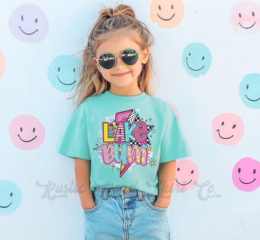 Lake Bum Shirt, Lake Girls Shirt, Girls Neon Shirt, Retro 90s shirt, Summer Vacation Shirt,