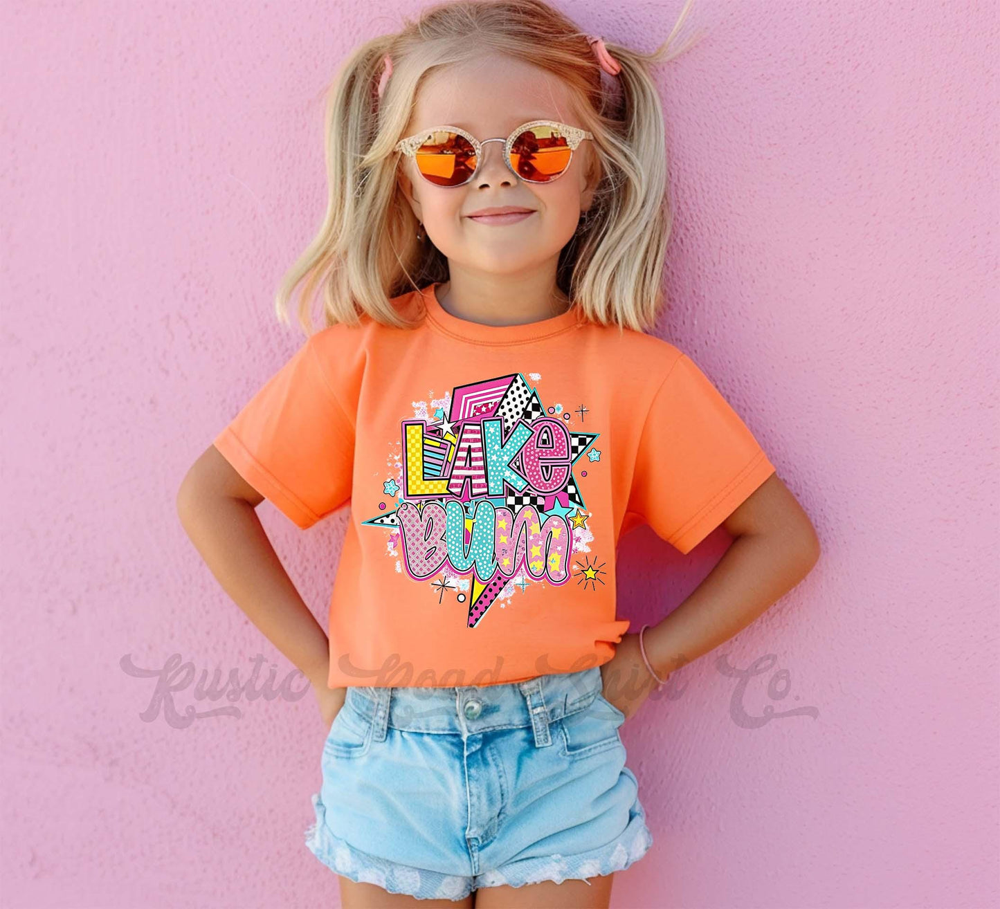 Lake Bum Shirt, Lake Girls Shirt, Girls Neon Shirt, Retro 90s shirt, Summer Vacation Shirt,