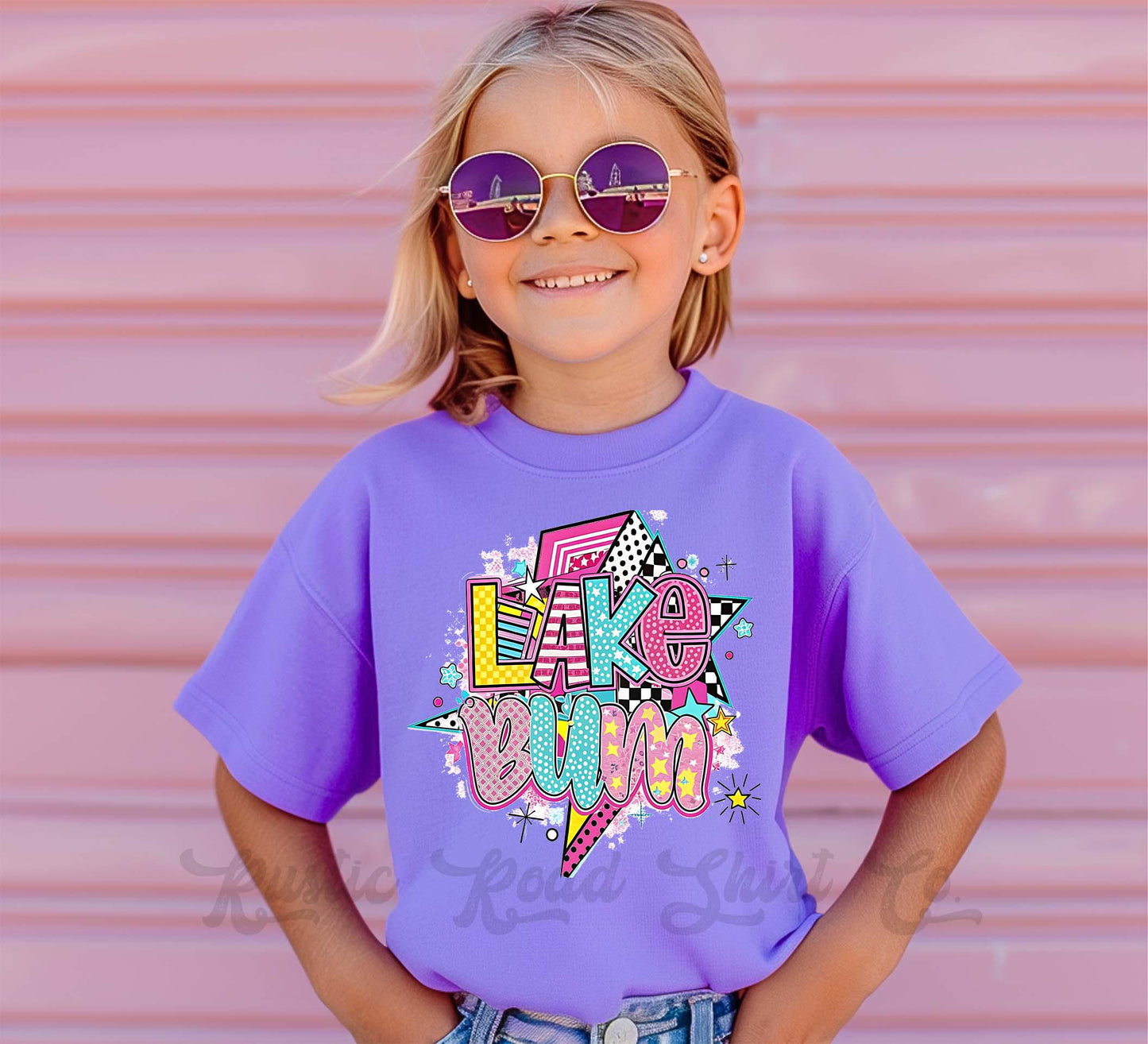 Lake Bum Shirt, Lake Girls Shirt, Girls Neon Shirt, Retro 90s shirt, Summer Vacation Shirt,