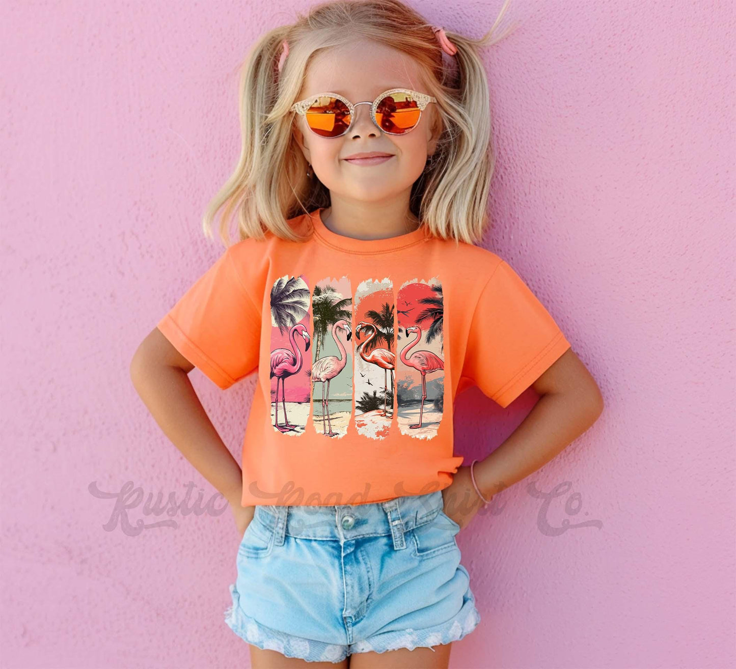 Beach Girls Shirt, Flamingo Shirt, Summer Girls Shirt, Beach Vacation Shirt, Retro 90s shirt, Summer Vacation Shirt,