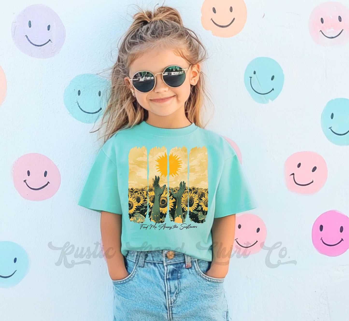 Sunflower Girls Shirt, Summer Girls Shirt, Beach Vacation Shirt, Retro 90s shirt, Summer Vacation Shirt,