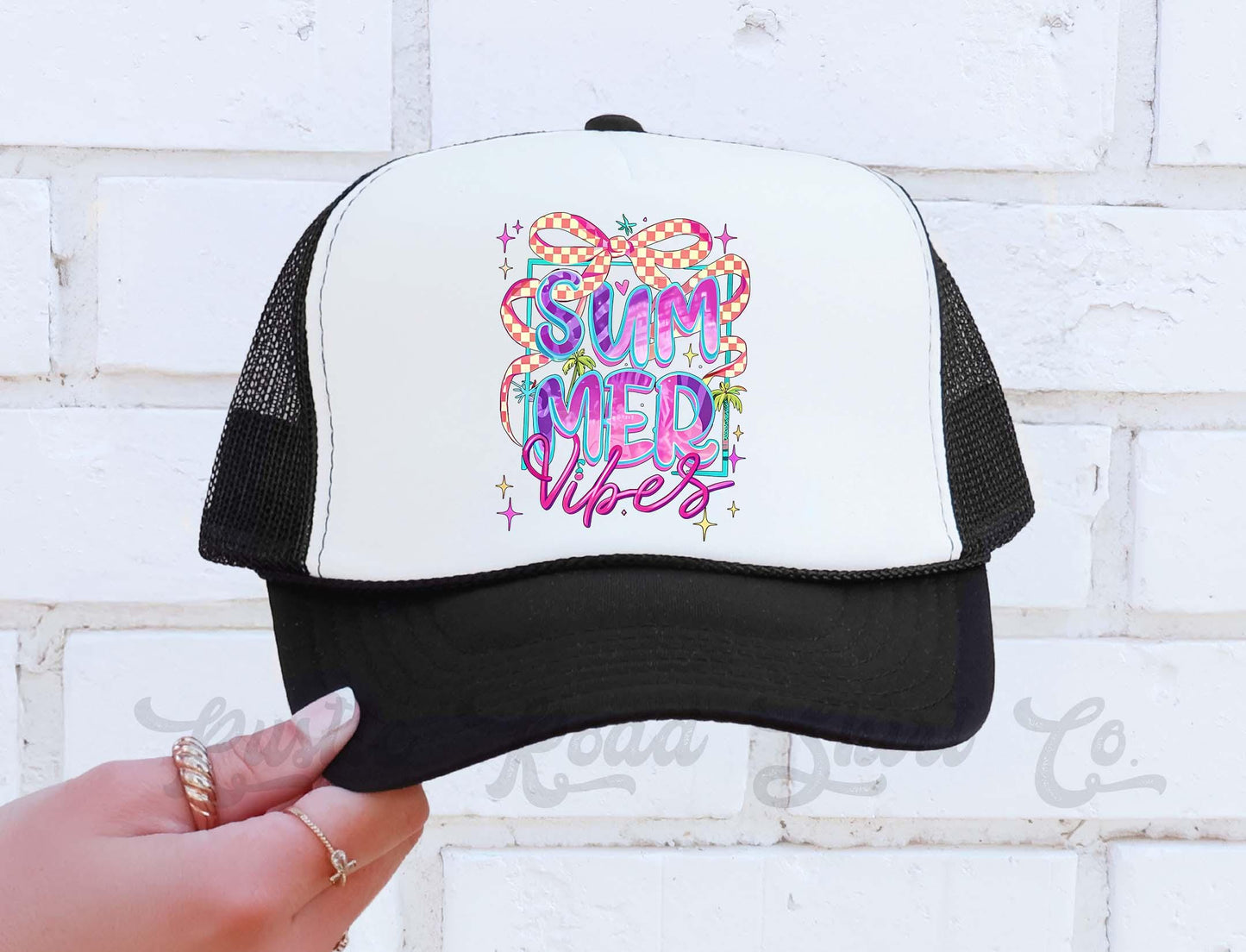 Summer Vibes Trucker Hat, Lake Bum Hat, 90's Retro Neon Hat, Vintage Style Trucker Hat