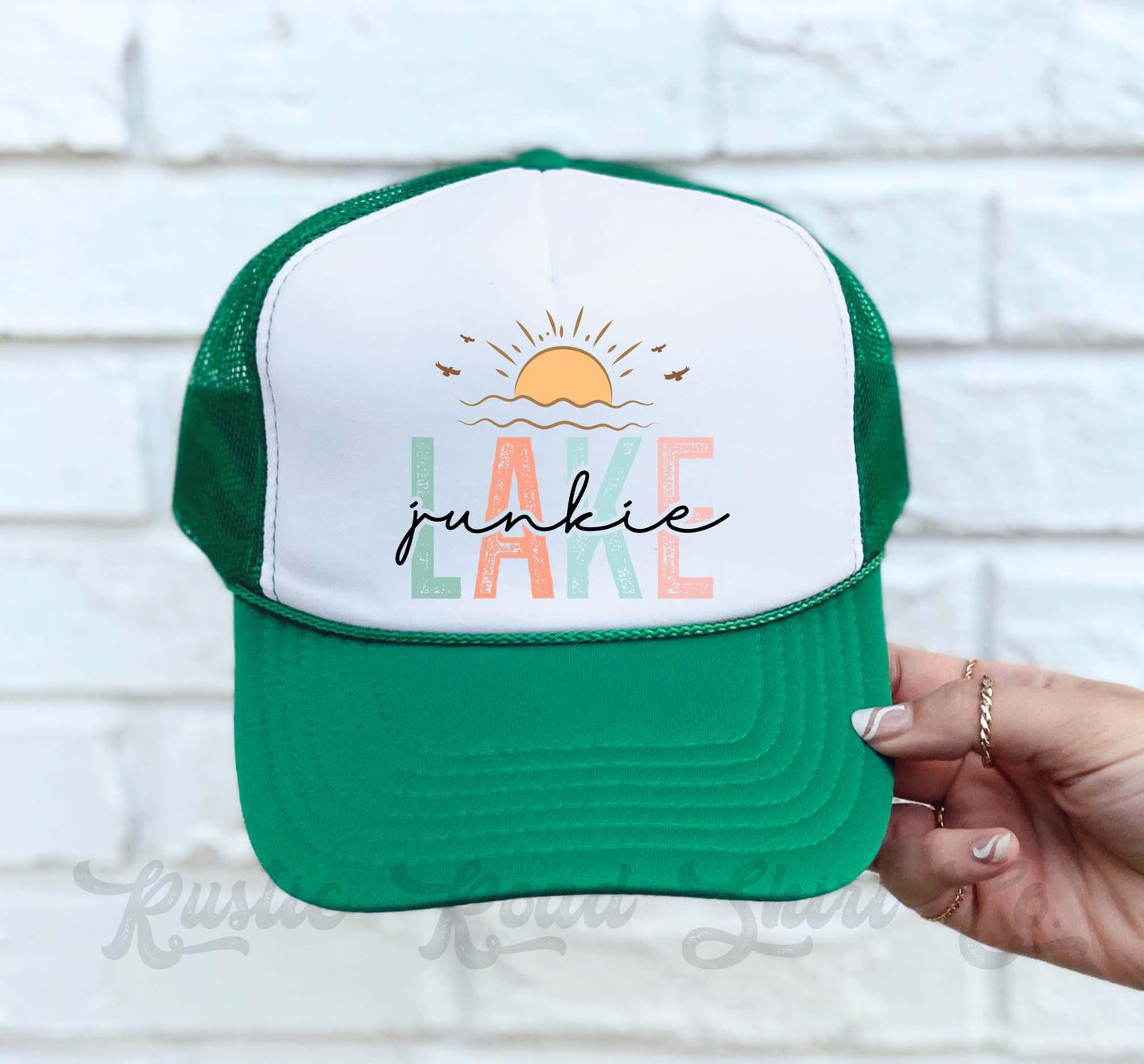 Lake Junkie Trucker Hat, Lake Bum Hat, 90's Retro Neon Hat, Vintage Style Trucker Hat