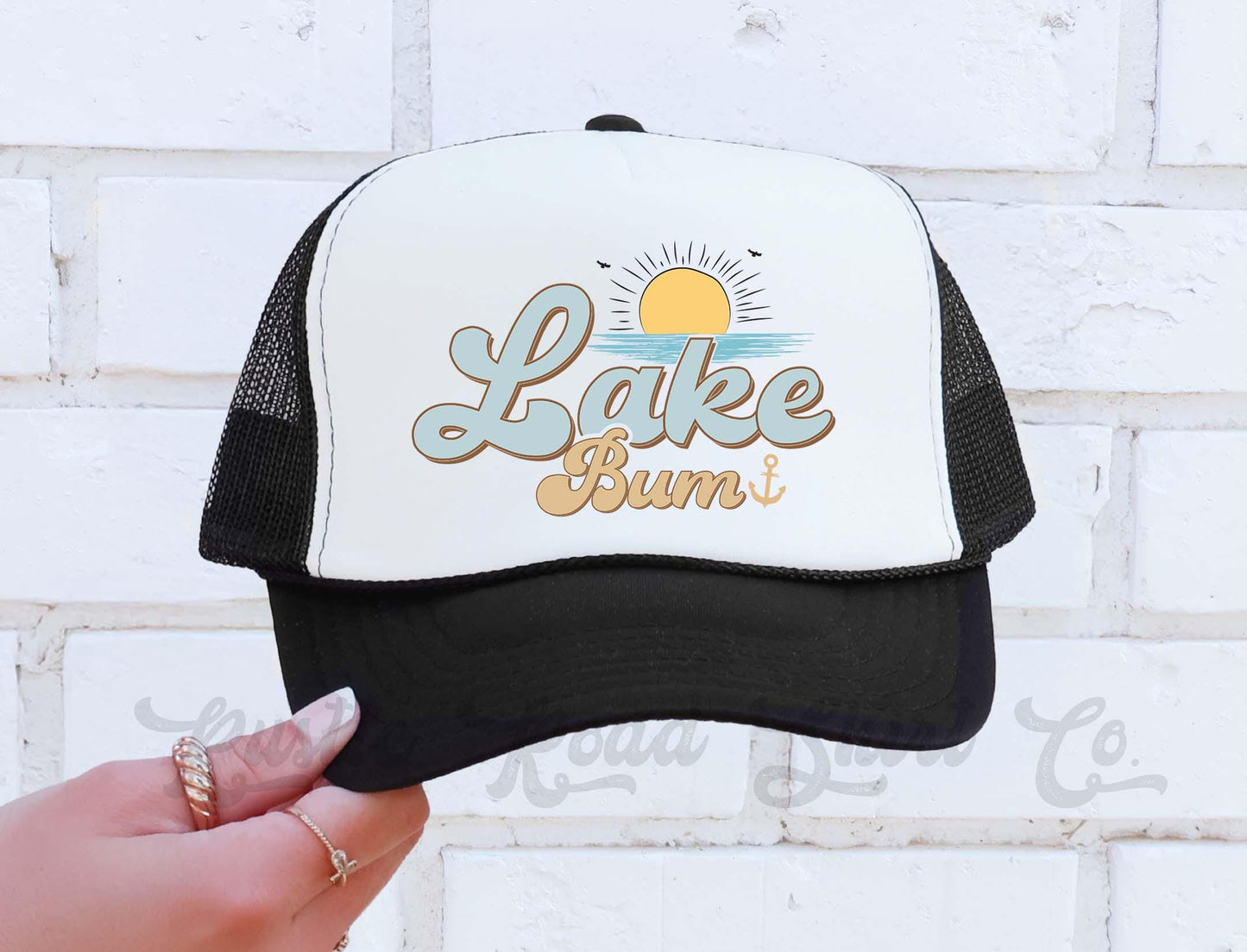Lake Bum Hat, Summer Vibes Trucker Hat, 90's Retro Neon Hat, Vintage Style Trucker Hat