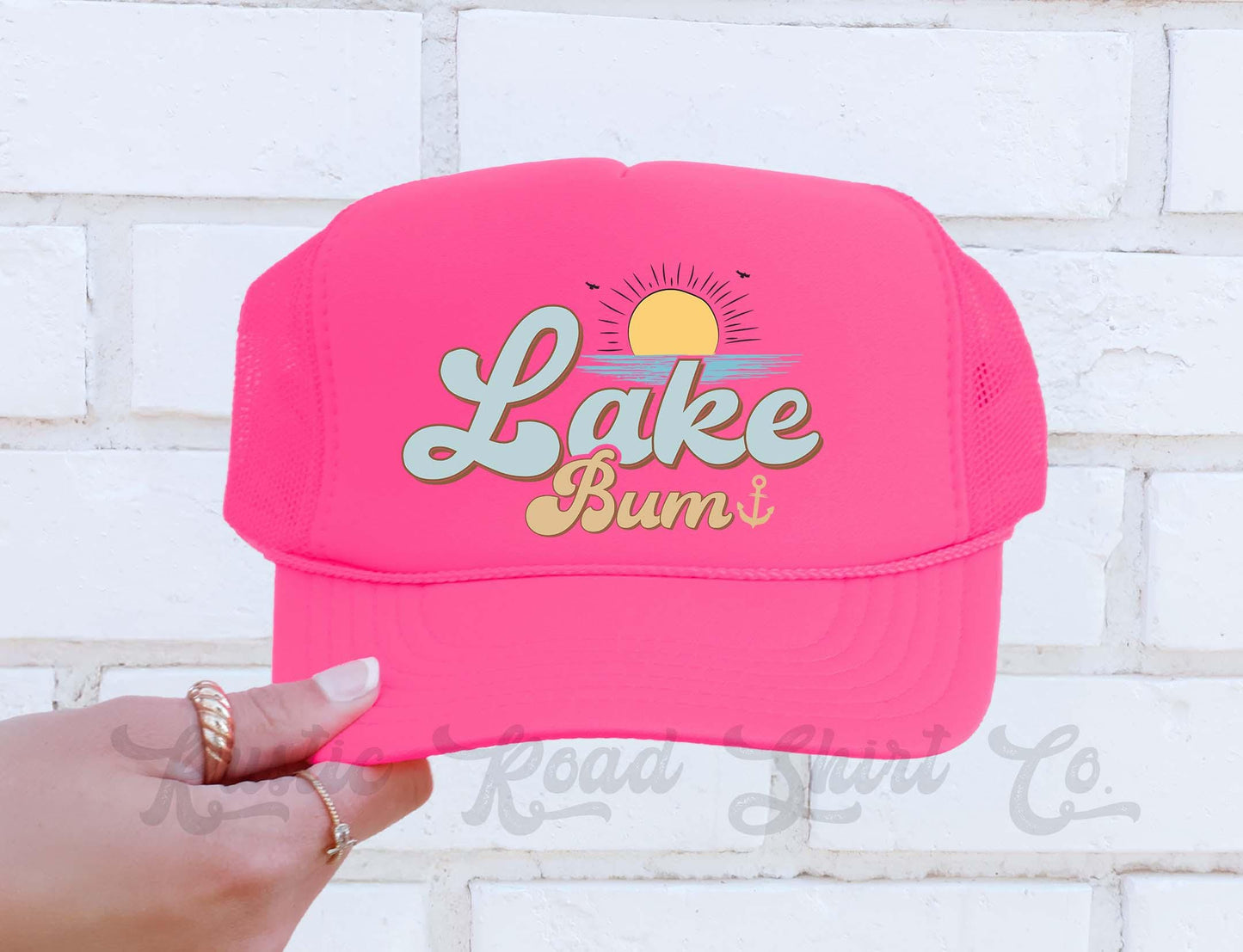 Lake Bum Hat, Summer Vibes Trucker Hat, 90's Retro Neon Hat, Vintage Style Trucker Hat