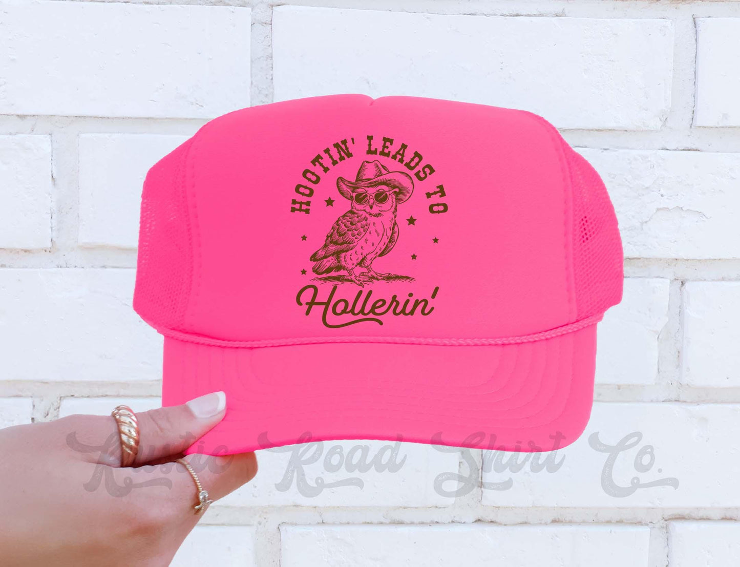 Hootin Leads to Hollerin Hat, Funny Trucker Hat, Lake Bum Hat, 90's Retro Neon Hat, Vintage Style Trucker Hat