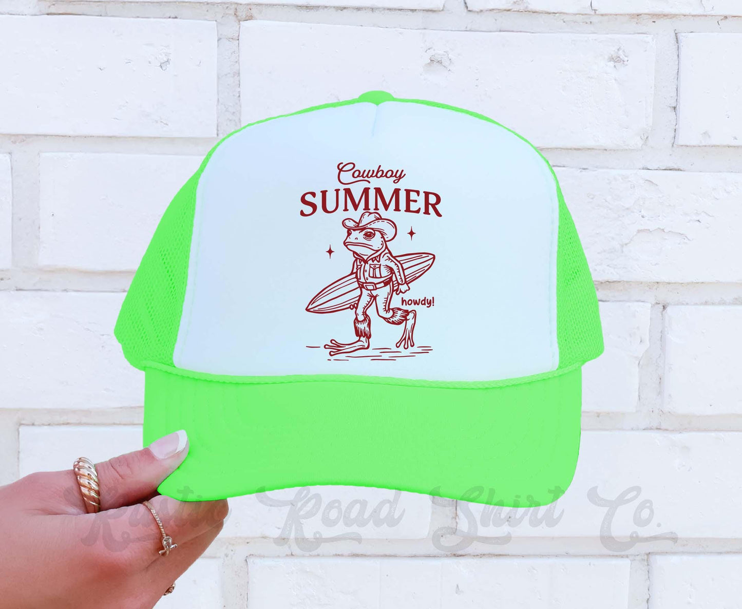 Cowboy Summer Hat, Funny Trucker Hat, Lake Bum Hat, 90's Retro Neon Hat, Vintage Style Trucker Hat