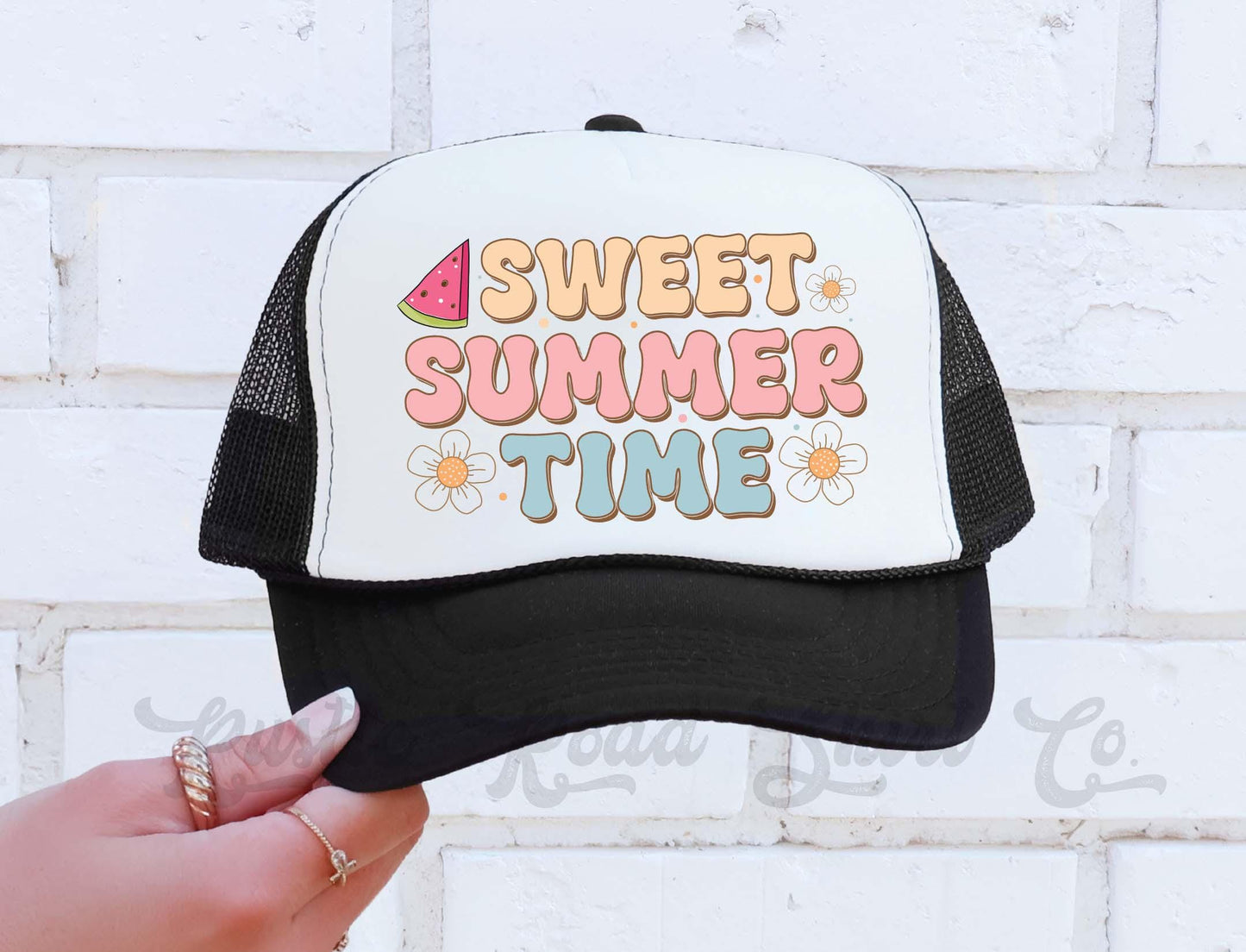 Sweet Summer Time Hat, Lake Bum Hat, 90's Retro Neon Hat, Vintage Style Trucker Hat