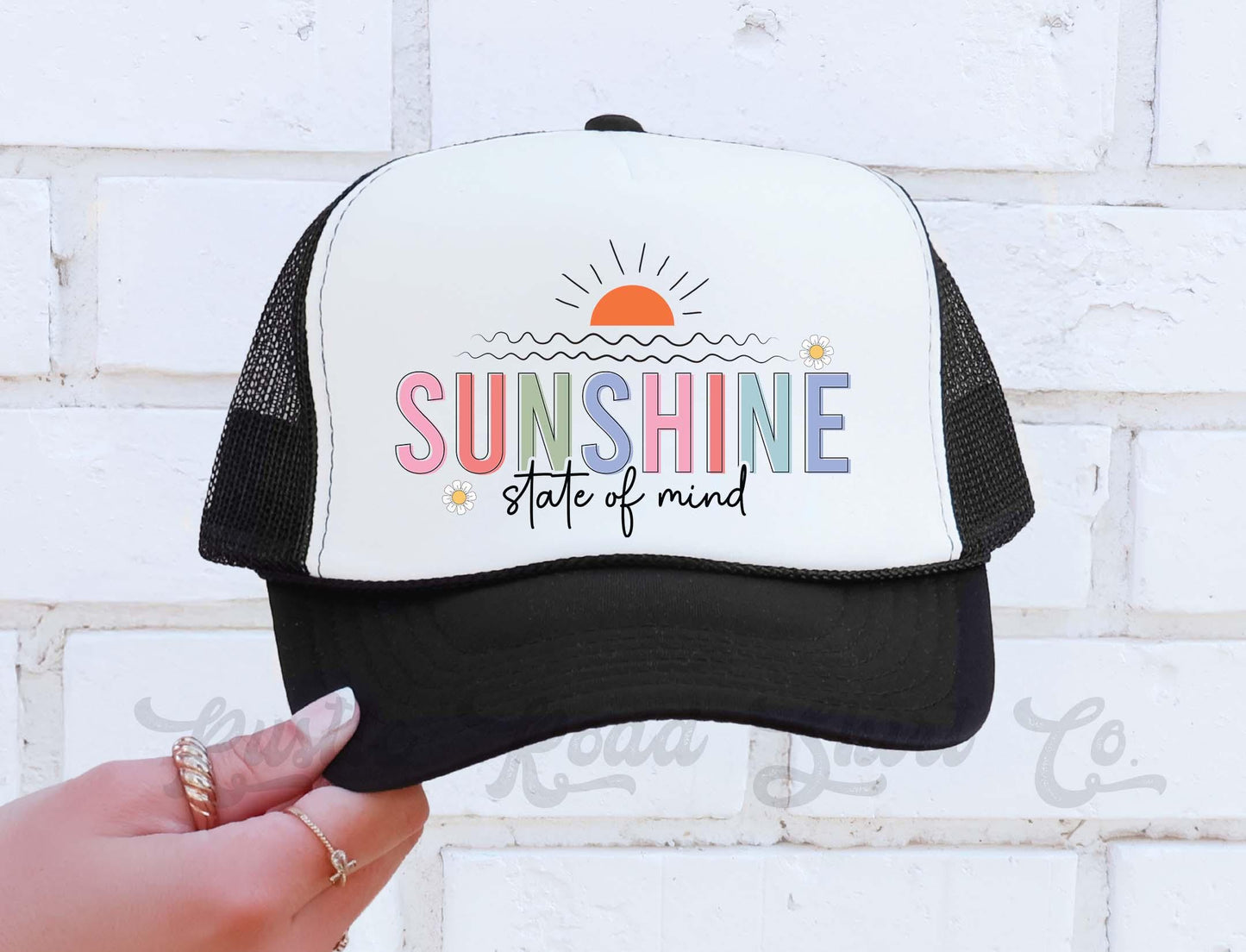 Sunshine State of Mind Hat, Lake Bum Hat, 90's Retro Neon Hat, Vintage Style Trucker Hat