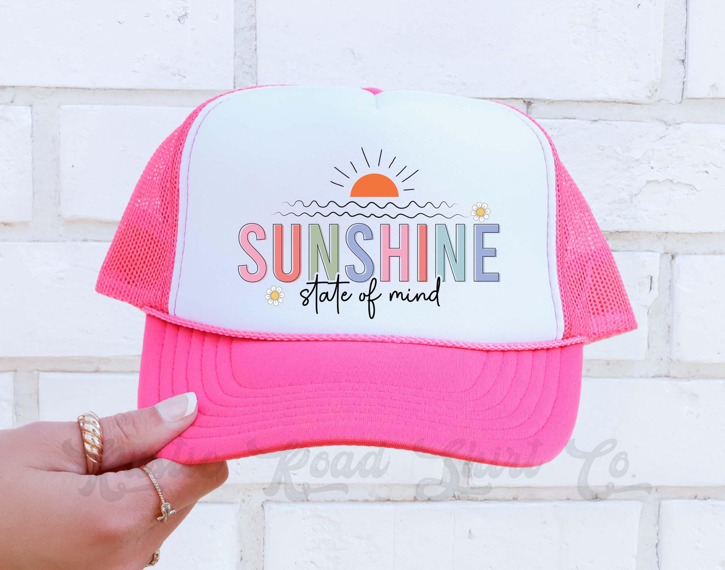 Sunshine State of Mind Hat, Lake Bum Hat, 90's Retro Neon Hat, Vintage Style Trucker Hat
