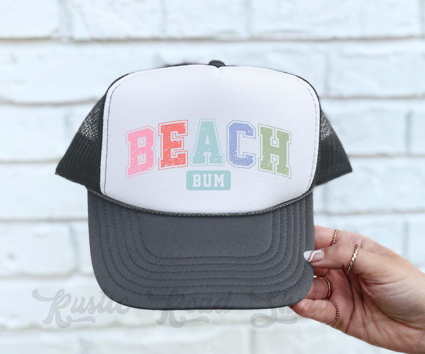 Beach Bum Hat, Lake Bum Hat, 90's Retro Neon Hat, Vintage Style Trucker Hat