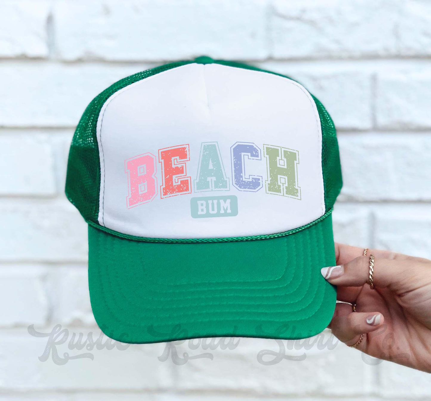 Beach Bum Hat, Lake Bum Hat, 90's Retro Neon Hat, Vintage Style Trucker Hat