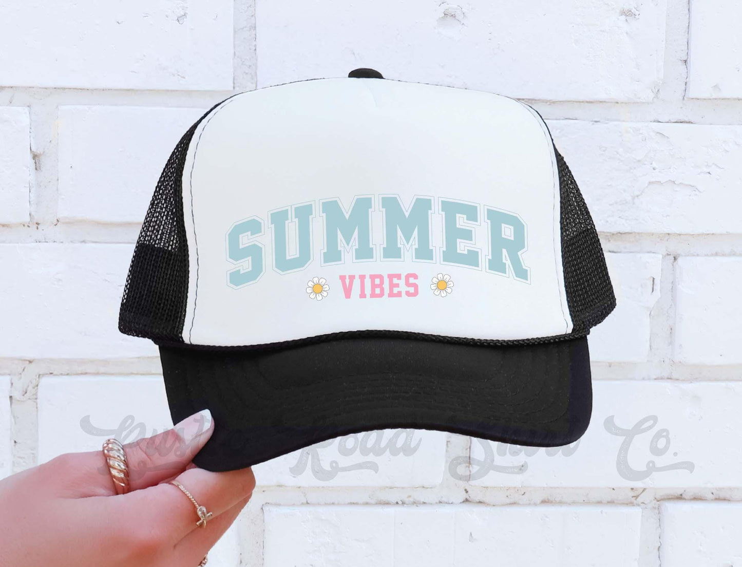 Summer Vibes Hat, Lake Bum Hat, 90's Retro Neon Hat, Vintage Style Trucker Hat