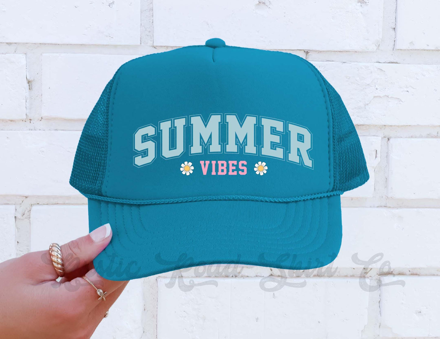 Summer Vibes Hat, Lake Bum Hat, 90's Retro Neon Hat, Vintage Style Trucker Hat