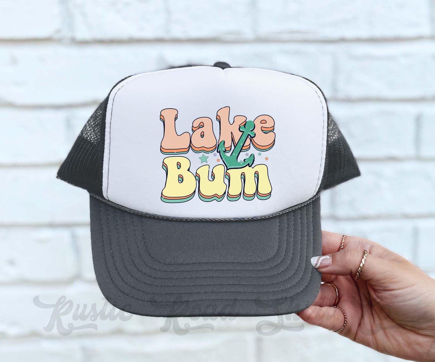 Lake Bum Trucker Hat, Summer Vibes Hat, 90's Retro Neon Hat, Vintage Style Trucker Hat