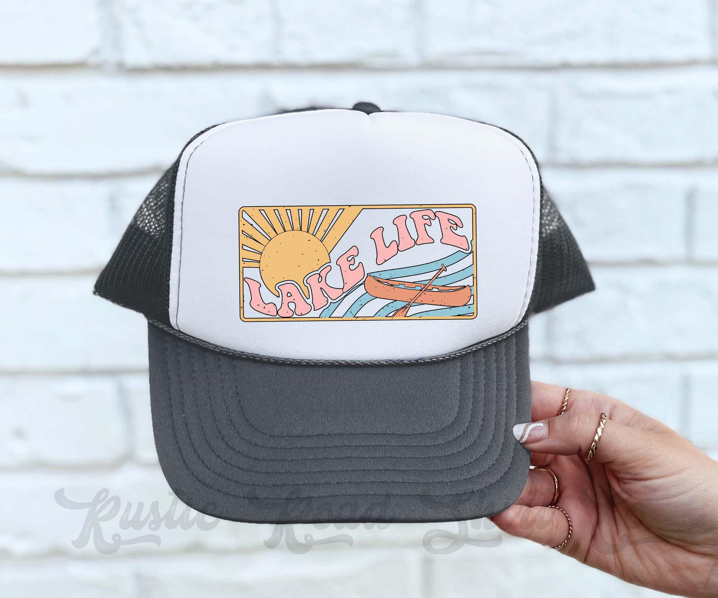 Lake Life Hat, Lake Bum Hat, Lake Bum Hat, 90's Retro Neon Hat, Vintage Style Trucker Hat