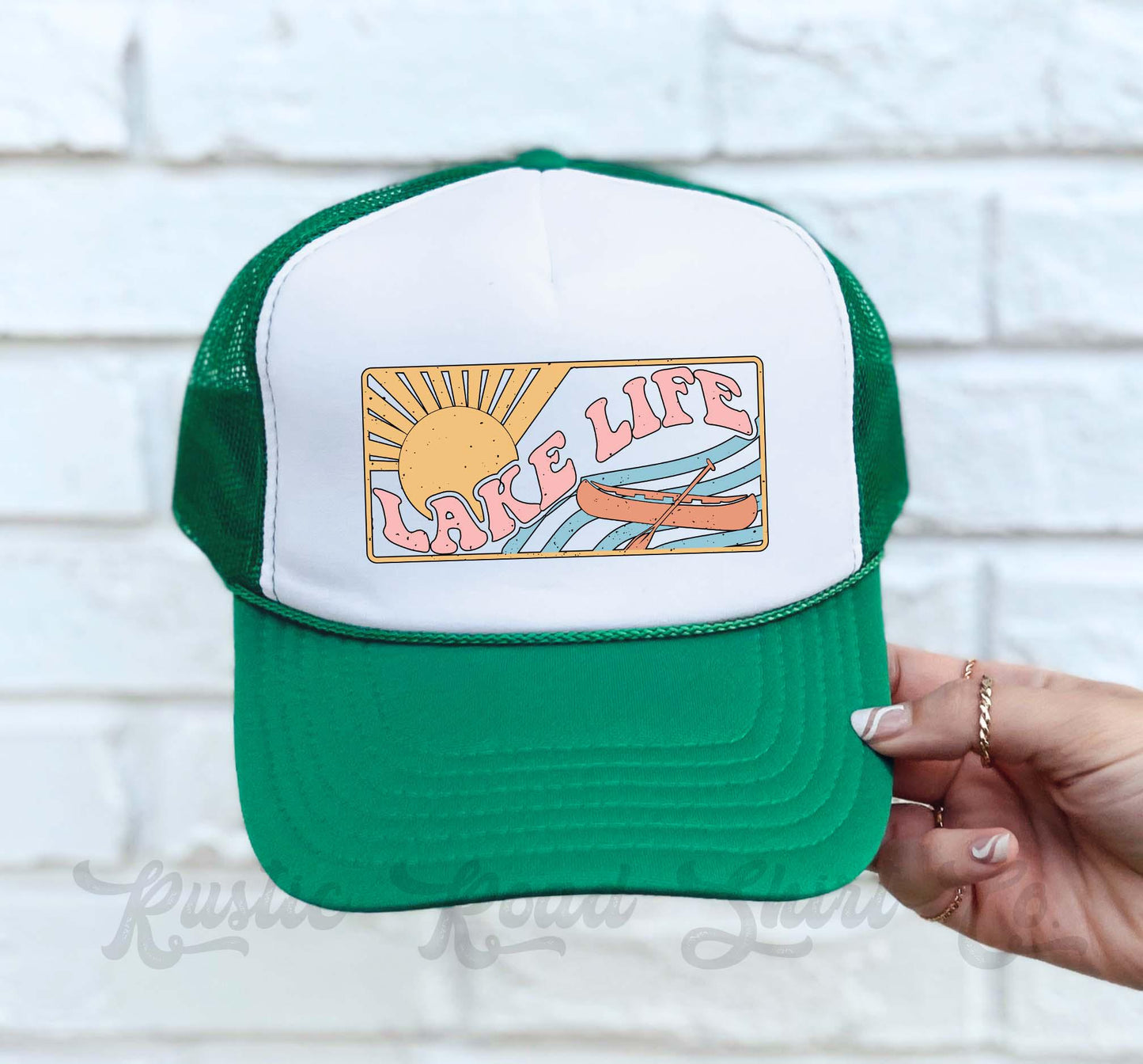 Lake Life Hat, Lake Bum Hat, Lake Bum Hat, 90's Retro Neon Hat, Vintage Style Trucker Hat