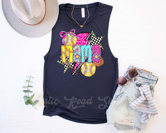 Softball Mom Tank Top, Retro 90's Softball Mom Tank, Softball Mama Shirt, Custom Baseball Tank Top