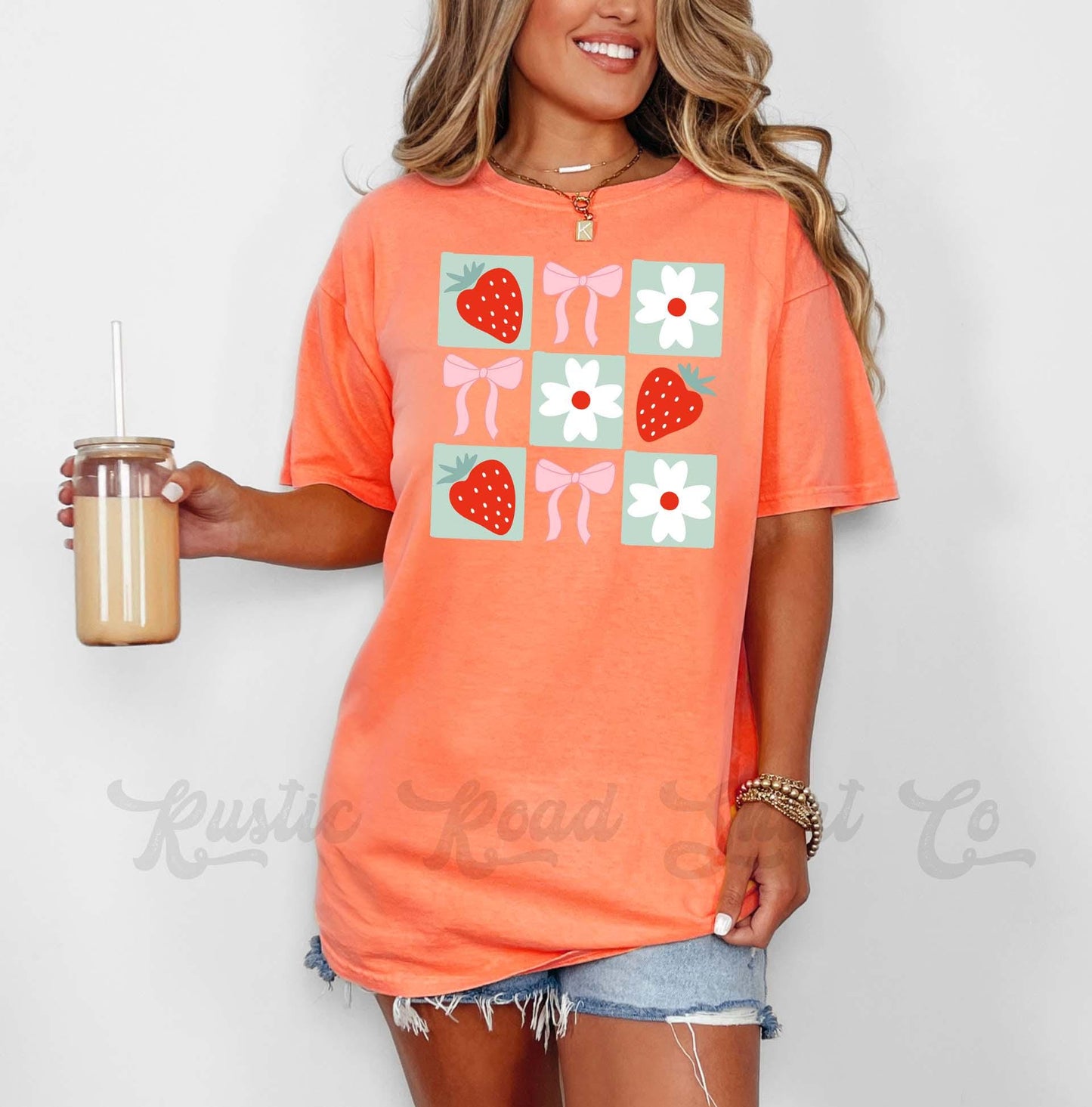 Strawberry Shirt, Comfort Colors® Shirt, Strawberry T Shirt, Summer Coquette Shirt, Oversized Shirt, Plus Sized Strawberry Shirt