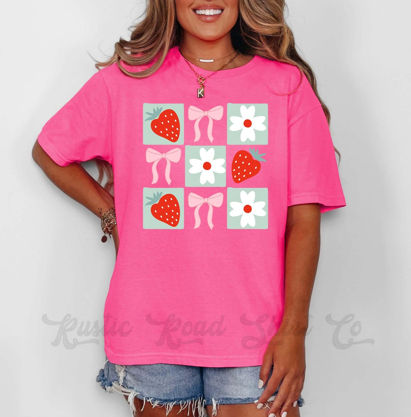 Strawberry Shirt, Comfort Colors® Shirt, Strawberry T Shirt, Summer Coquette Shirt, Oversized Shirt, Plus Sized Strawberry Shirt