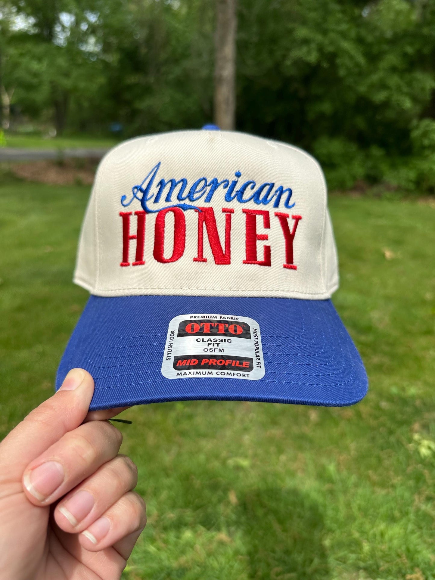 American Honey Embroidered Hat, 4th of July Embroidered Hat, Embroidered Fourth of July Hat, Custom Trucker Hat