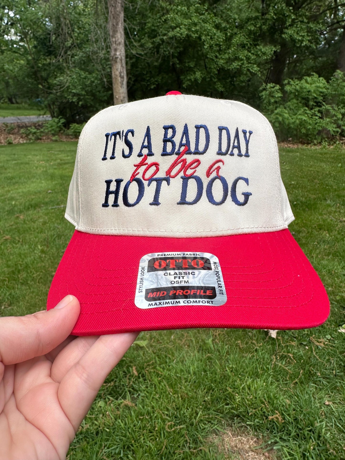 It’s a Bad Day to be a Hot Dog Hat, 4th of July Embroidered Hat, Embroidered Fourth of July Hat, Custom Trucker Hat