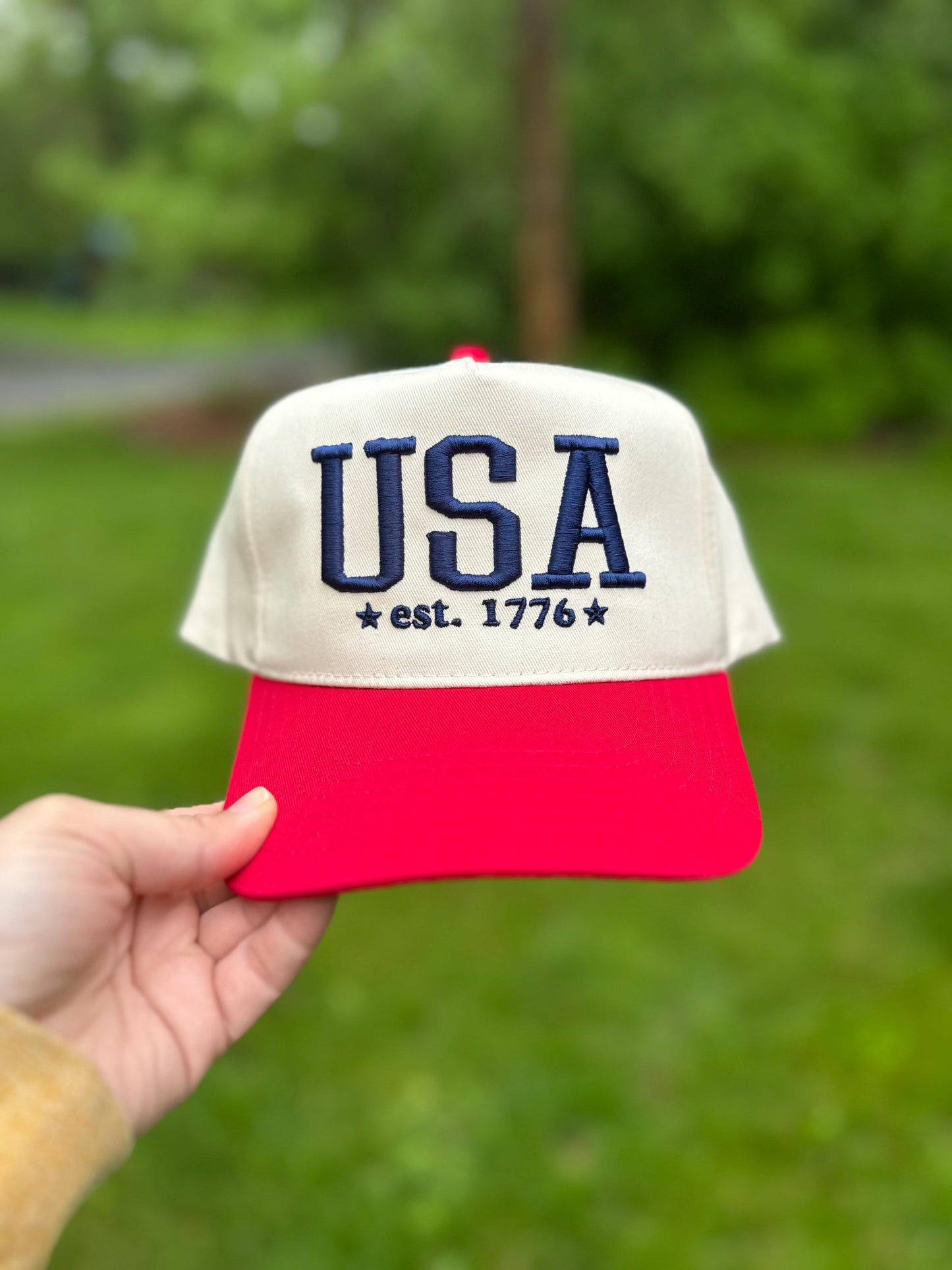 USA Embroidered Hat, 4th of July Embroidered Hat, Embroidered Fourth of July Hat, Custom Trucker Hat