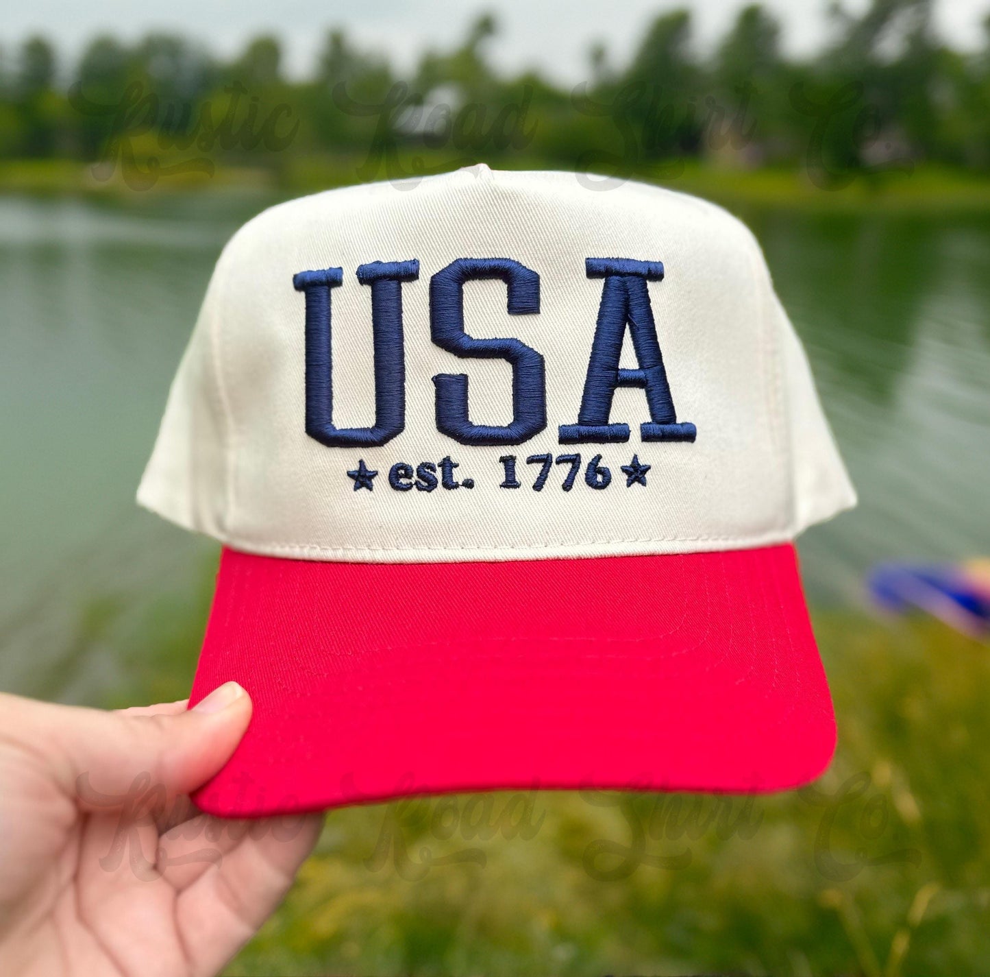 USA Embroidered Hat, 4th of July Embroidered Hat, Embroidered Fourth of July Hat, Custom Trucker Hat